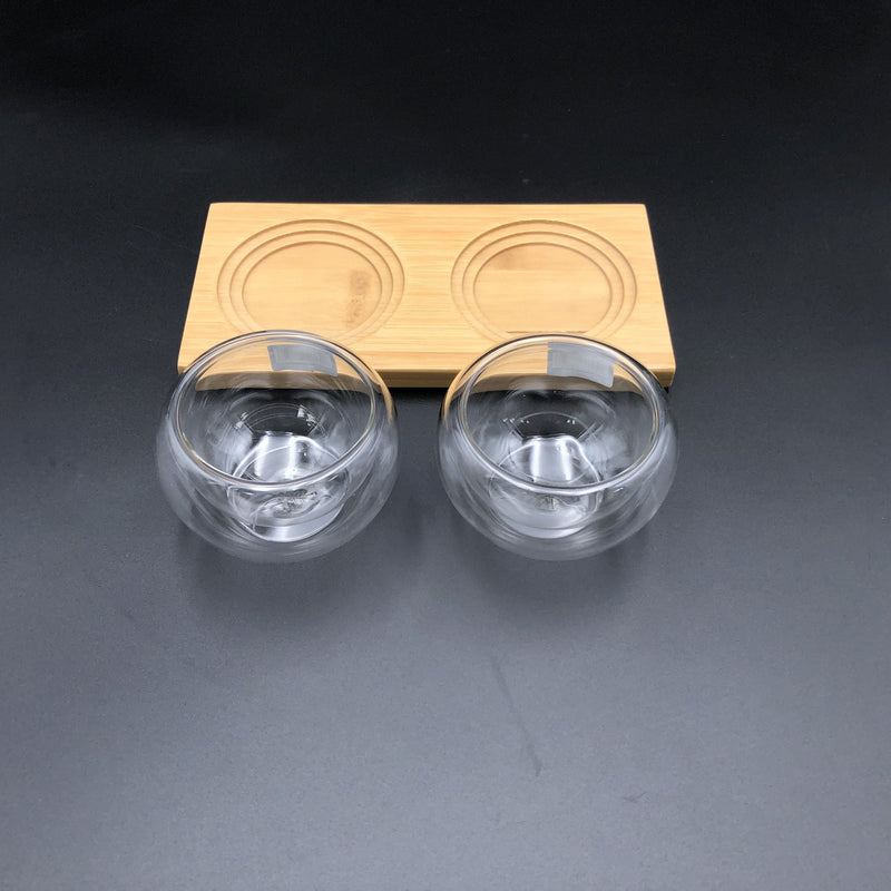 A Set Of 3 Bamboo Double Trays With 6 Doublewalled Thermo Bowls To Match