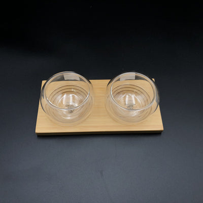 A Set Of 3 Bamboo Double Trays With 6 Doublewalled Thermo Bowls To Match