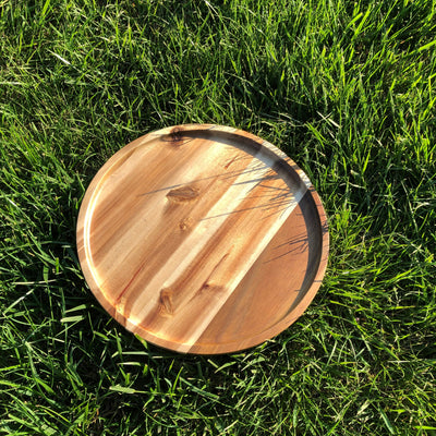 Zavis Green Acacia Wood Round Stackable Plate / Platter 12" | Dishwasher Safe