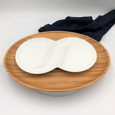 Bamboo And Fine Porcelain Oval Dish/plate Setting WL-555068