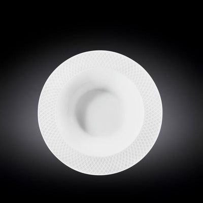 White Porcelain Deep Plate With Embossed Wide Rim 9" inch | For soup, pasta, salad