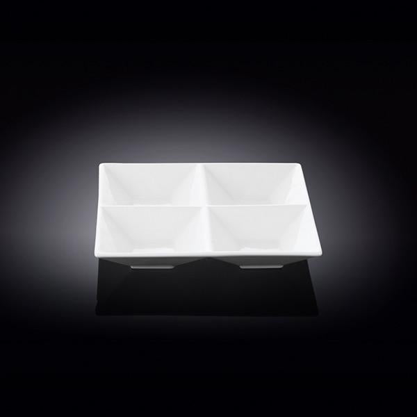 Set Of 6 White Divided Square Dish 6" inch X 6" inch | 15 Cm X 15 ??