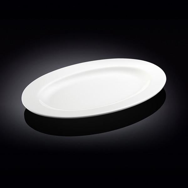 Set Of 3 Professional Rolled Rim White Oval Plate / Platter 14" inch |