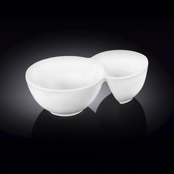 Double White Dish 7.5" inch X 4.5" inch X 2" inch | 18.5 X 11 X 5 Cm