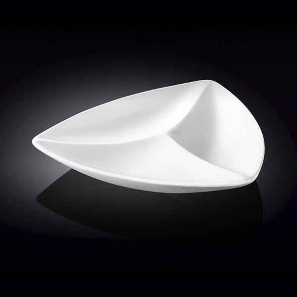 White Divided Triangular Dish 9.5" inch | 24 Cm