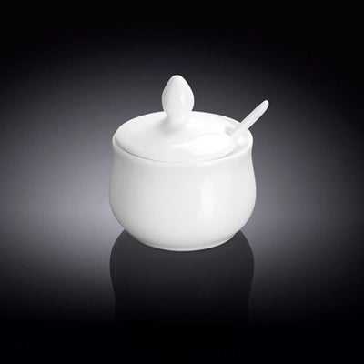 4 OZ | 130 ML MUSTARD POT WITH SPOON - WILMAX PORCELAIN WILMAX