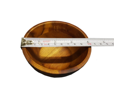 Zavis Green Acacia Wood Round Salad Bowl 4" | Dishwasher Safe