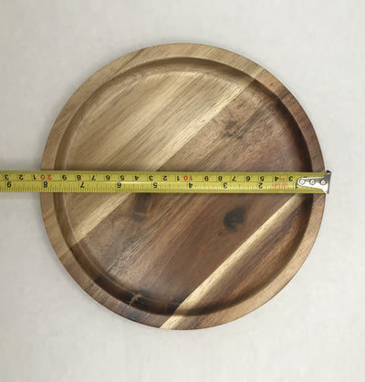 Zavis Green Acacia Wood Round Stackable Plate / Platter 8"  | Dishwasher Safe