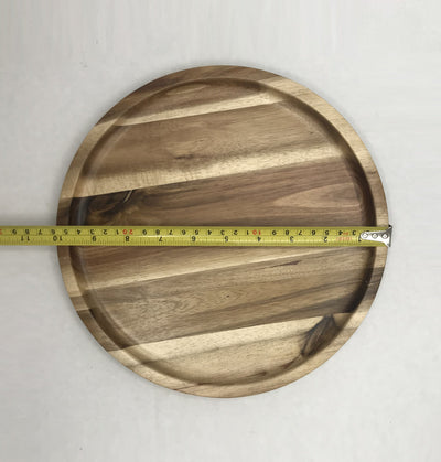 Zavis Green Acacia Wood Round Stackable Plate / Platter 10" | Dishwasher Safe