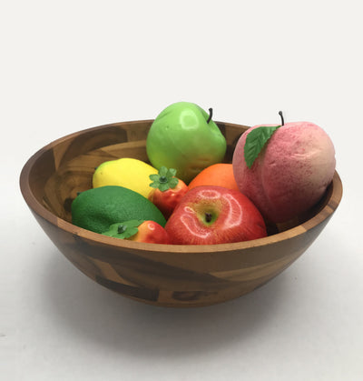 Zavis Green Acacia Wood Round Salad Bowl 10"  | Dishwasher Safe