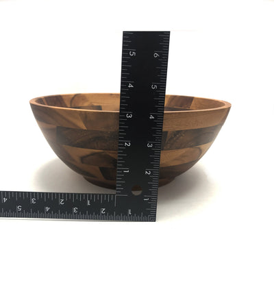 [ Set of 6 ] Zavis Green Acacia Wood Round Salad Bowl 10"  | Dishwasher Safe