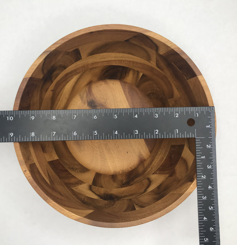 Zavis Green Acacia Wood Round Salad Bowl 10"  | Dishwasher Safe