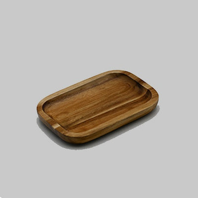 Zavis Green Acacia Wood Serving rectangle Stackable Tray / Dish 6" X 4" | Dishwasher Safe