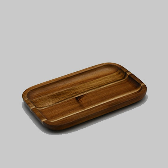 Zavis Green Acacia Wood Serving rectangle Stackable Tray / Dish 8" X 5" | Dishwasher Safe