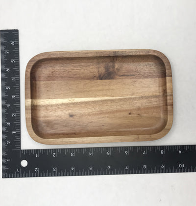 Zavis Green Acacia Wood Serving rectangle Stackable Tray / Dish 8" X 5" | Dishwasher Safe