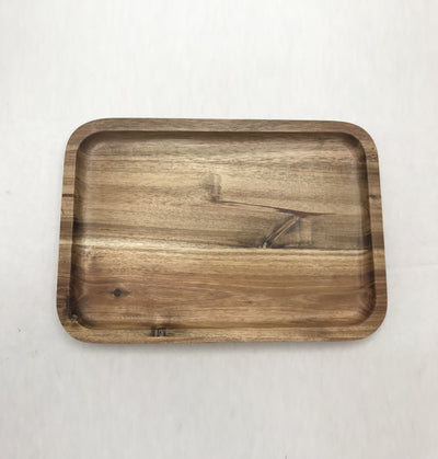 [ Set of 3 ] Zavis Green Acacia Wood Serving rectangle StackableTray / Dish 10" X 7" | Dishwasher Safe