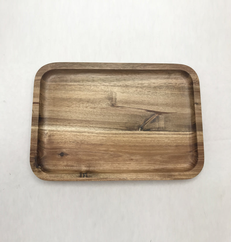 Zavis Green Acacia Wood Serving rectangle StackableTray / Dish 10" X 7" | Dishwasher Safe