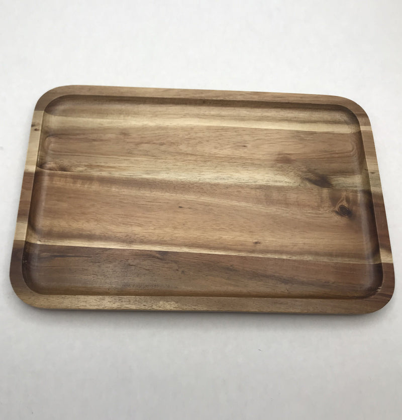 [ Set of 3 ] Zavis Green Acacia Wood Serving rectangle Stackable Tray / Dish 12" X 8" | Dishwasher Safe