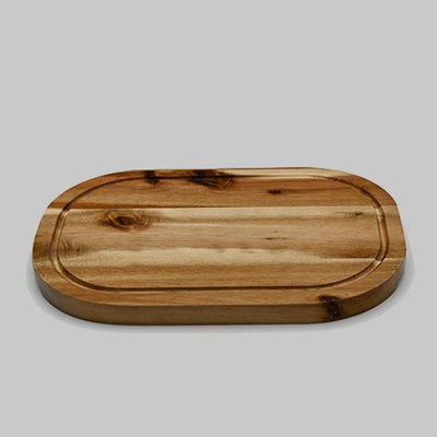 [ Set of 3 ] Zavis Green Acacia Wood Serving Rounded Cutting Board With Juice Groove 12" X 8" | Dishwasher Safe