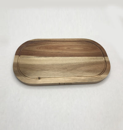 Zavis Green Acacia Wood Serving Rounded Cutting Board With Juice Groove 14" X 8" | Dishwasher Safe