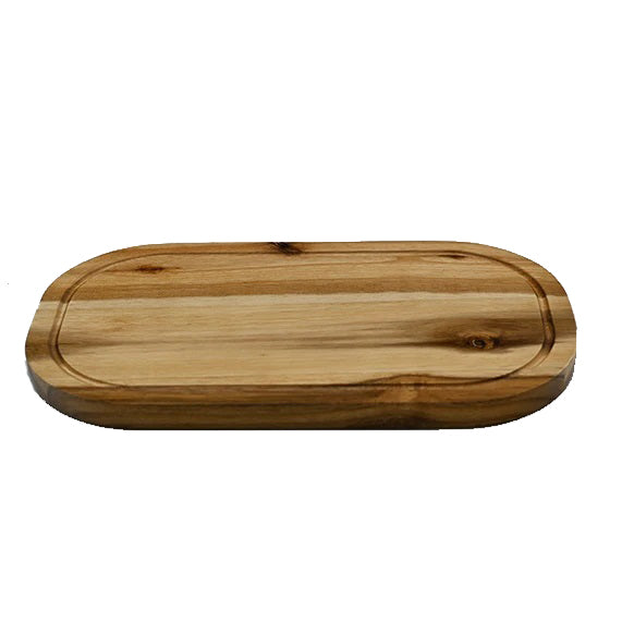 [ Set of 3 ] Zavis Green Acacia Wood Serving Rounded Cutting Board With Juice Groove 14" X 8" | Dishwasher Safe