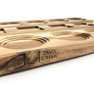 Zavis Green Acacia Wood 5 Hole Double sided Flight Board 21" | Dishwasher Safe