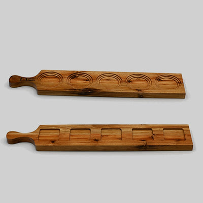 [ Set of 3 ] Zavis Green Acacia Wood 5 Hole Double sided Flight Board 21" | Dishwasher Safe