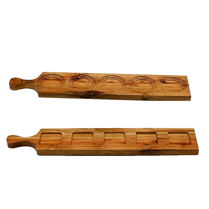 [ Set of 3 ] Zavis Green Acacia Wood 5 Hole Double sided Flight Board 21" | Dishwasher Safe