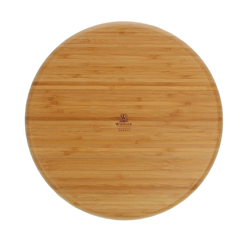 Set Of 3 Bamboo Round 2 Section Platter 14" inch | For Appetizers / Barbecue / Burger Sliders