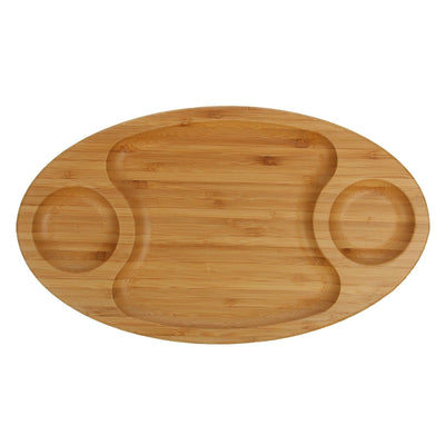 Bamboo 3 Section Platter 14" inch X 8" inch | For Appetizers / Barbecue / Burger Sliders