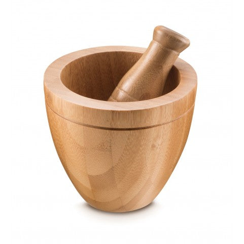 WOOD MORTAR + PESTLE Ø12,5 CM