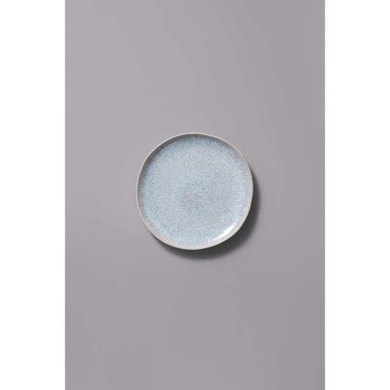 Plate Light Blue Sea, Diameter 22,5 cm, Blue White Stoneware 1 piece