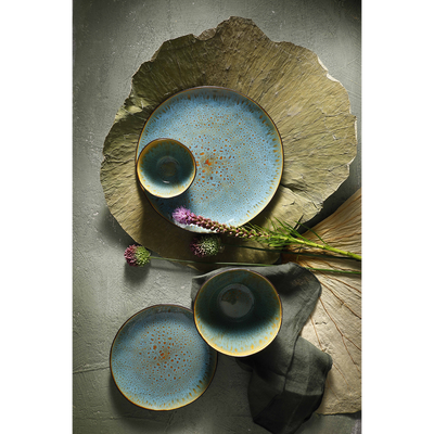 Plate Palmer Lotus 20.5cm Turquoise Black Stoneware 1 piece(s)