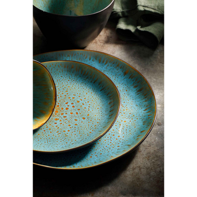 Bowl Palmer Lotus 8 cm 12 cl Turquoise Black Stoneware 1 stuk(s)