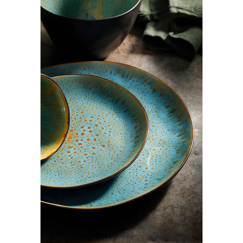 Bowl Palmer Lotus 8 cm 12 cl Turquoise Black Stoneware 1 stuk(s)