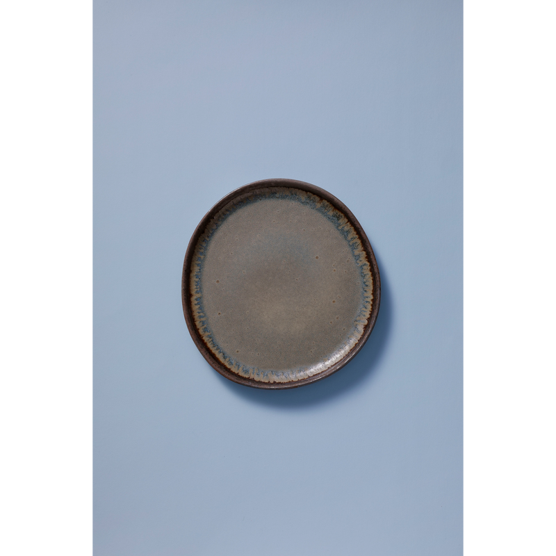 Brown Stoneware Plate, 22 cm, Collection David Mucky, 1 piece, Palmer