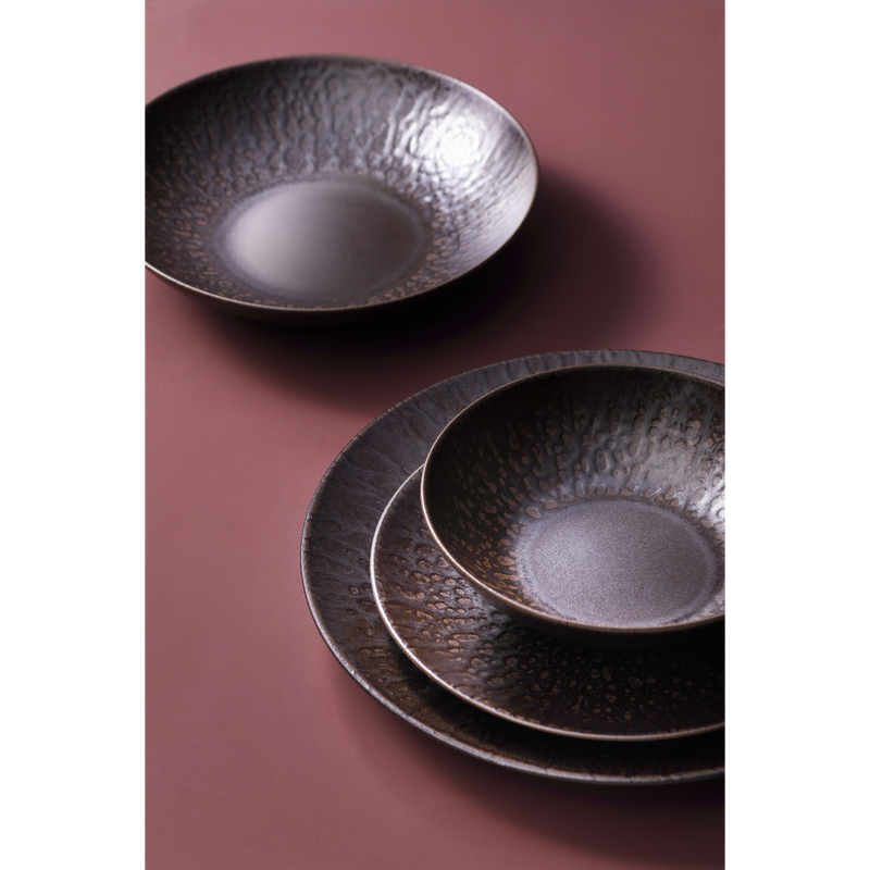 Plate Brown Stoneware, 27 cm, Collection Ruston, Palmer, 1 piece