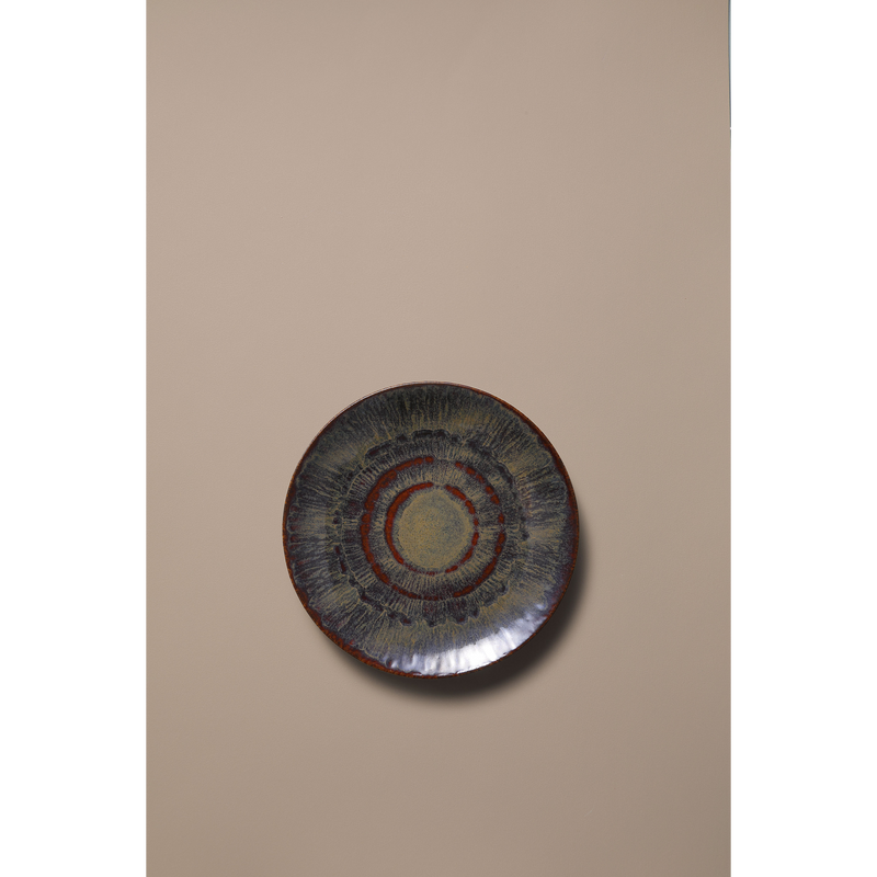 Brown Stoneware Plate, Diameter 21 cm, Collection Victory, 1 piece