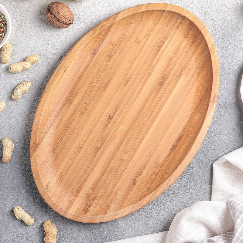 NATURAL BAMBOO OVAL PLATTER 18" X 13.25" | 45.5CM X 33.5CM WL-771073/A