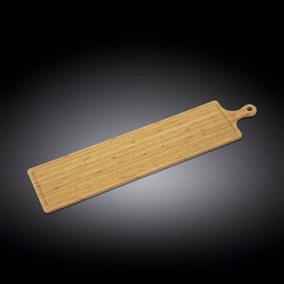 NATURAL BAMBOO LONG SERVING BOARD WITH HANDLE 34.3" X 7.9" | 87 X 20 CM WL-771137 / A
