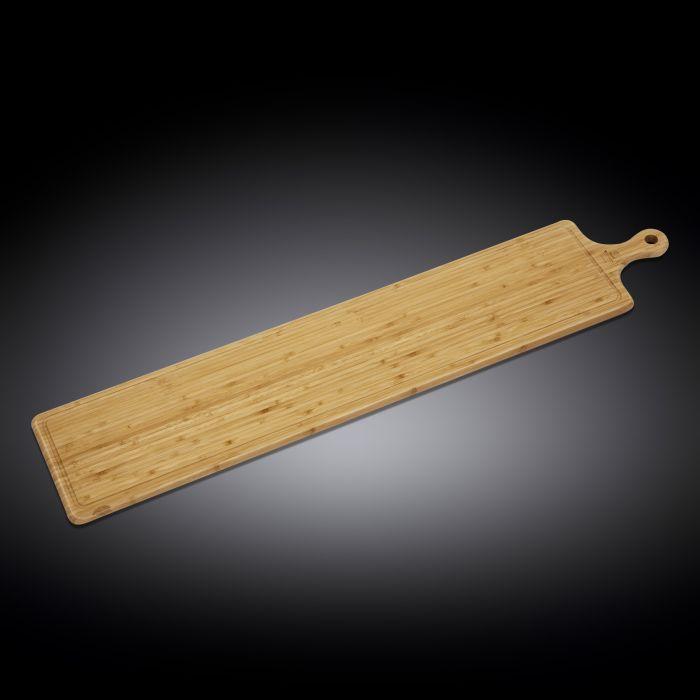 NATURAL BAMBOO LONG SERVING BOARD WITH HANDLE 39.4" X 7.9" | 100 X 20 CM WL-771138 / A