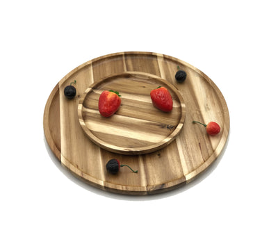 2 Medium-sized Acacia platters for Pizza and Salad party serving set (14вЂќ and 8вЂќ round)  WL-555043