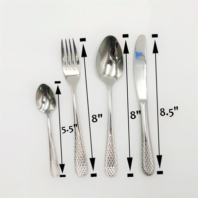 Four (4) Piece 18/10 Stainless Steel Julia Dinner Set By Wilmax With Herringbone Design On A Solid Handle WL-555050 - NYStep