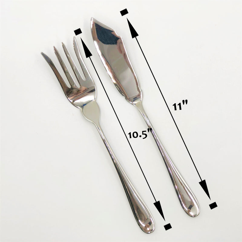 Stainless Steel Fish Serving Knife And Serving Fork Two (2) Piece Serving Set Great For Entertaining WL-555053 - NYStep