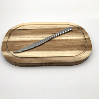 Acacia Steak board and stainless steel steak knife serving set for one WL-555054