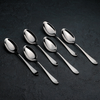 Dessert Spoon Set Of 6 Pieces, Wilmax, 18/10 Stainless Steel/ White Box Packing/ 7.5"| 19Cm, WL-999108/6C - NYStep