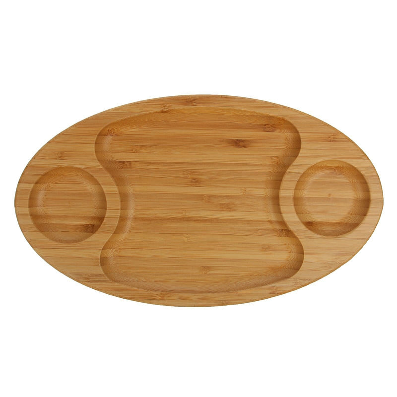 Natural Bamboo 3 Section Platter 14" X 8" | 35.5 Cm X 20.5 Cm WL-771039/A - NYStep