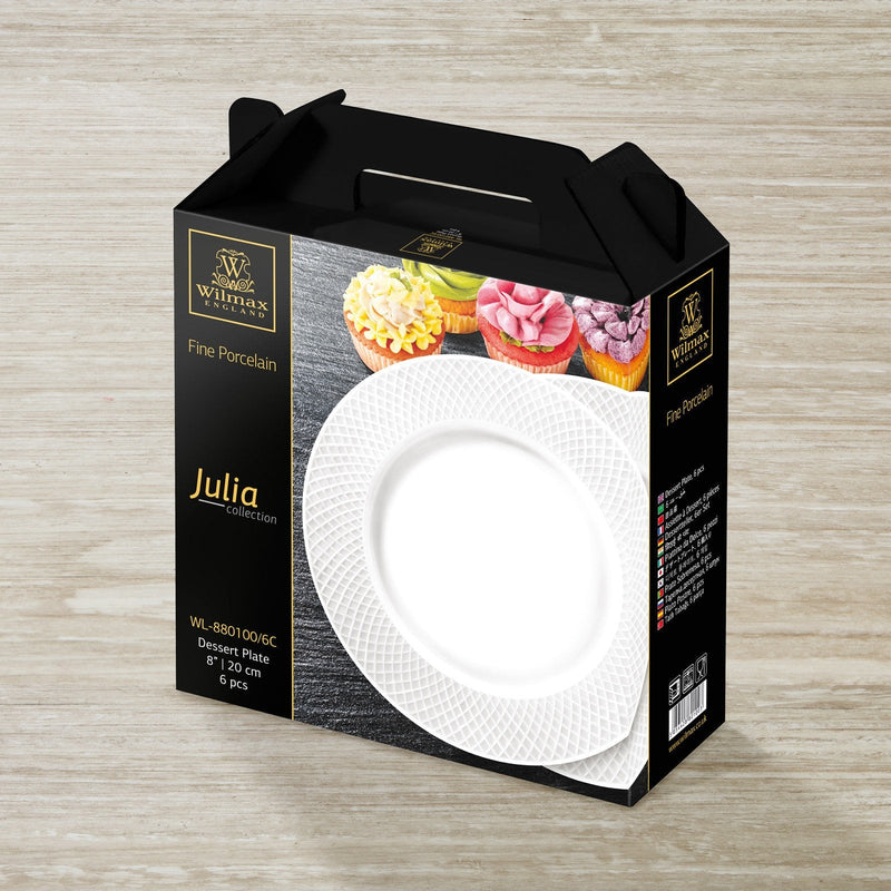 Porcelain Dessert Plate 8" | 20 Cm Set Of 6 In Gift Box WL-880100/6C - NYStep
